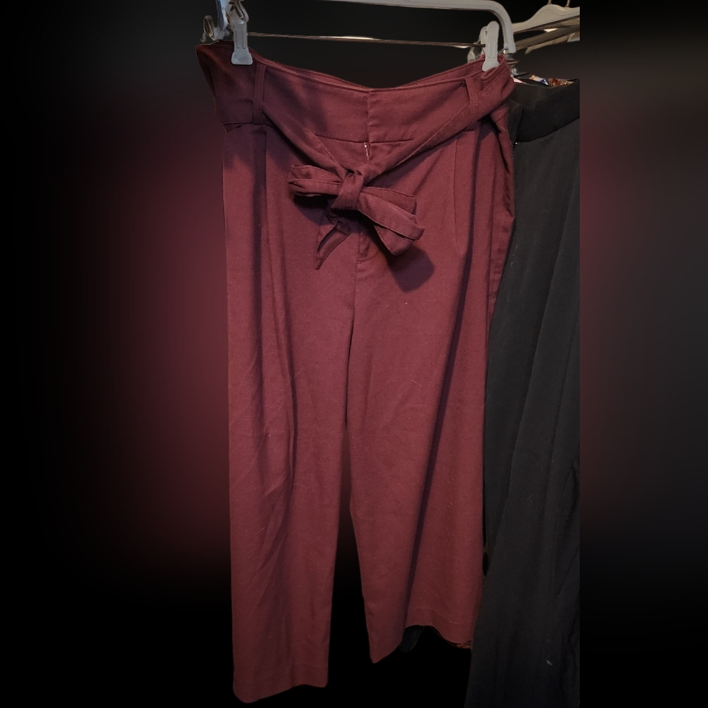 Ann Taylor Chic Burgundy Wide Leg Trousers 12
